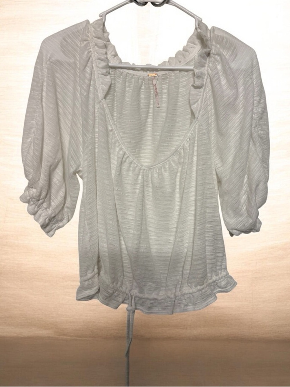 Free People White Ruffled Peasant Blouse